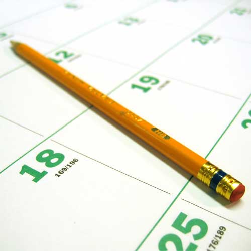 calendar and pencil